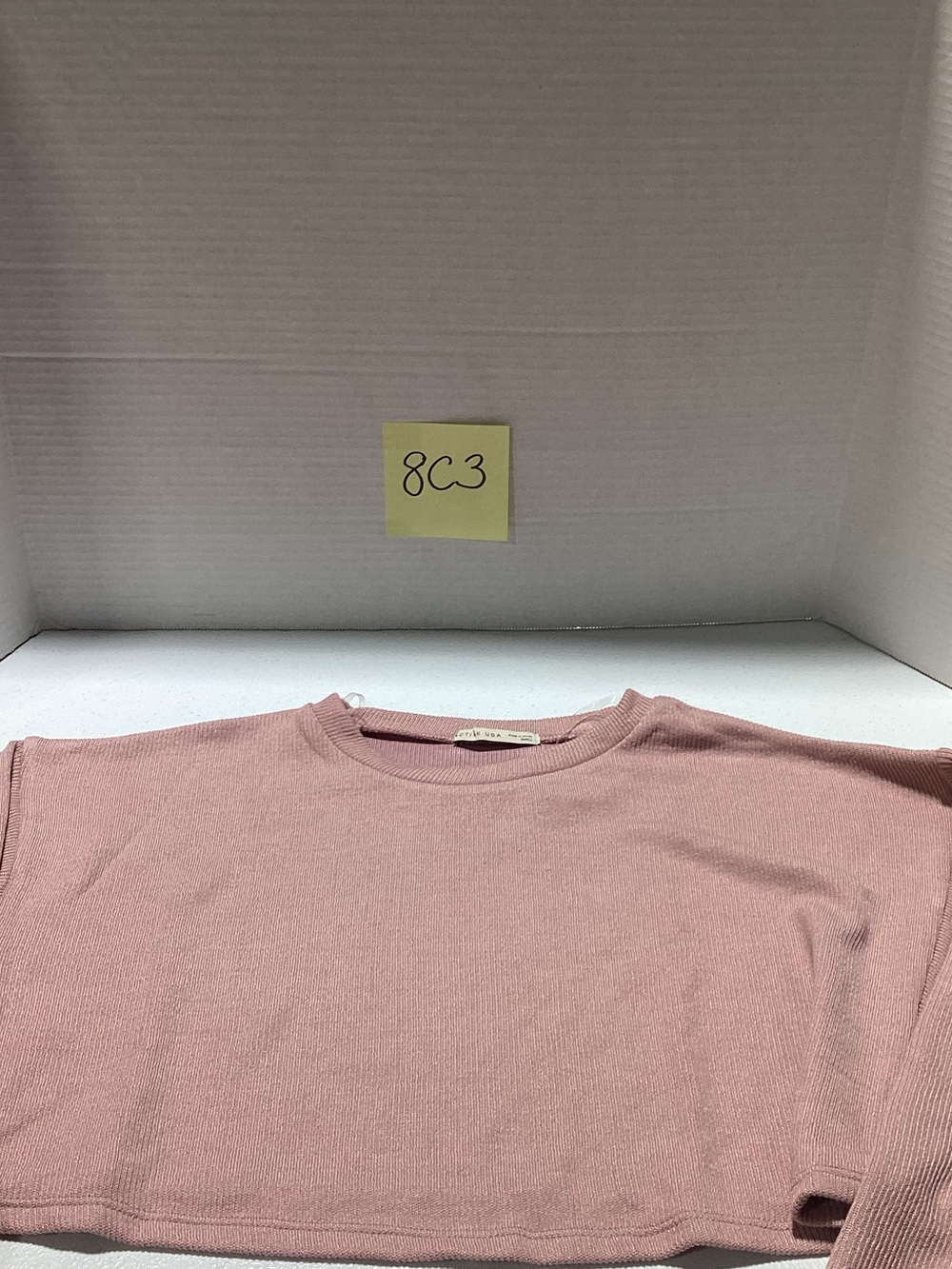 Active USA Cropped Crewneck Sweater in Dusty Rose